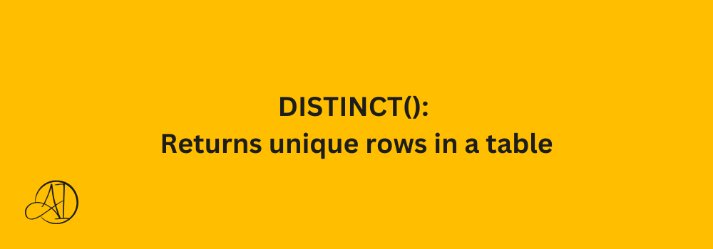 DISTINCT(): Returns unique rows in a table