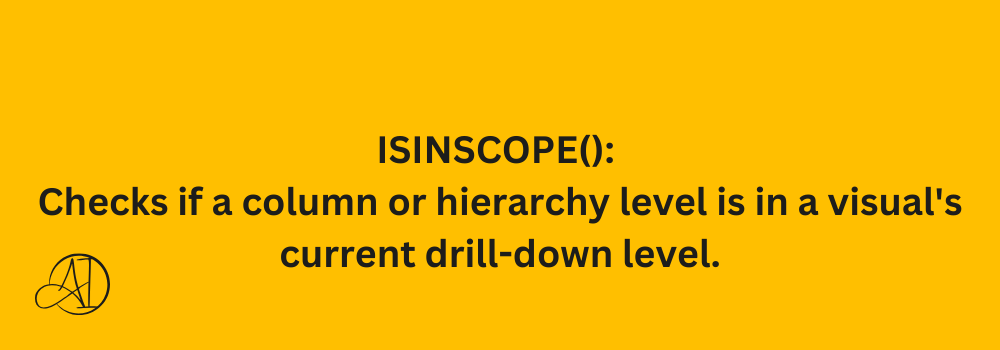 ISINSCOPE(): Checks if a column or hierarchy level is in a visual's current drill-down level.