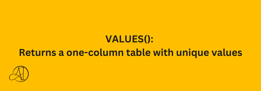 VALUES(): Returns a one-column table with unique values